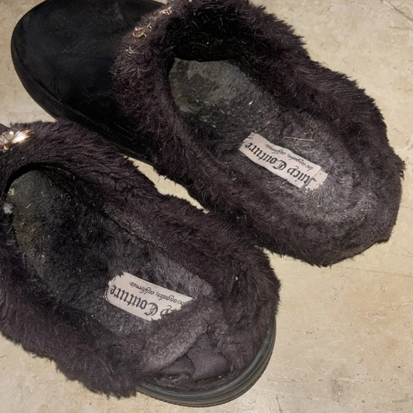 Juicy couture rhinestone bling fur lined crocs style slippers Sz 9 - Picture 6 of 10